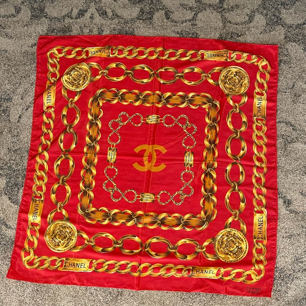 Vintage Silk CHANEL Chains Scarf